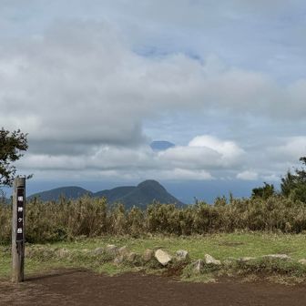 山頂から。金時山の向こうに富士山頂がチラリ