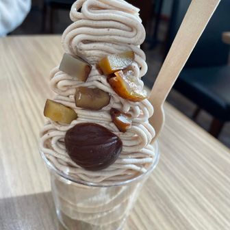 鳩吹山 最後は犬山ぐーまるで
モンブランソフト
お腹いっぱいだったのでシェアして食べました