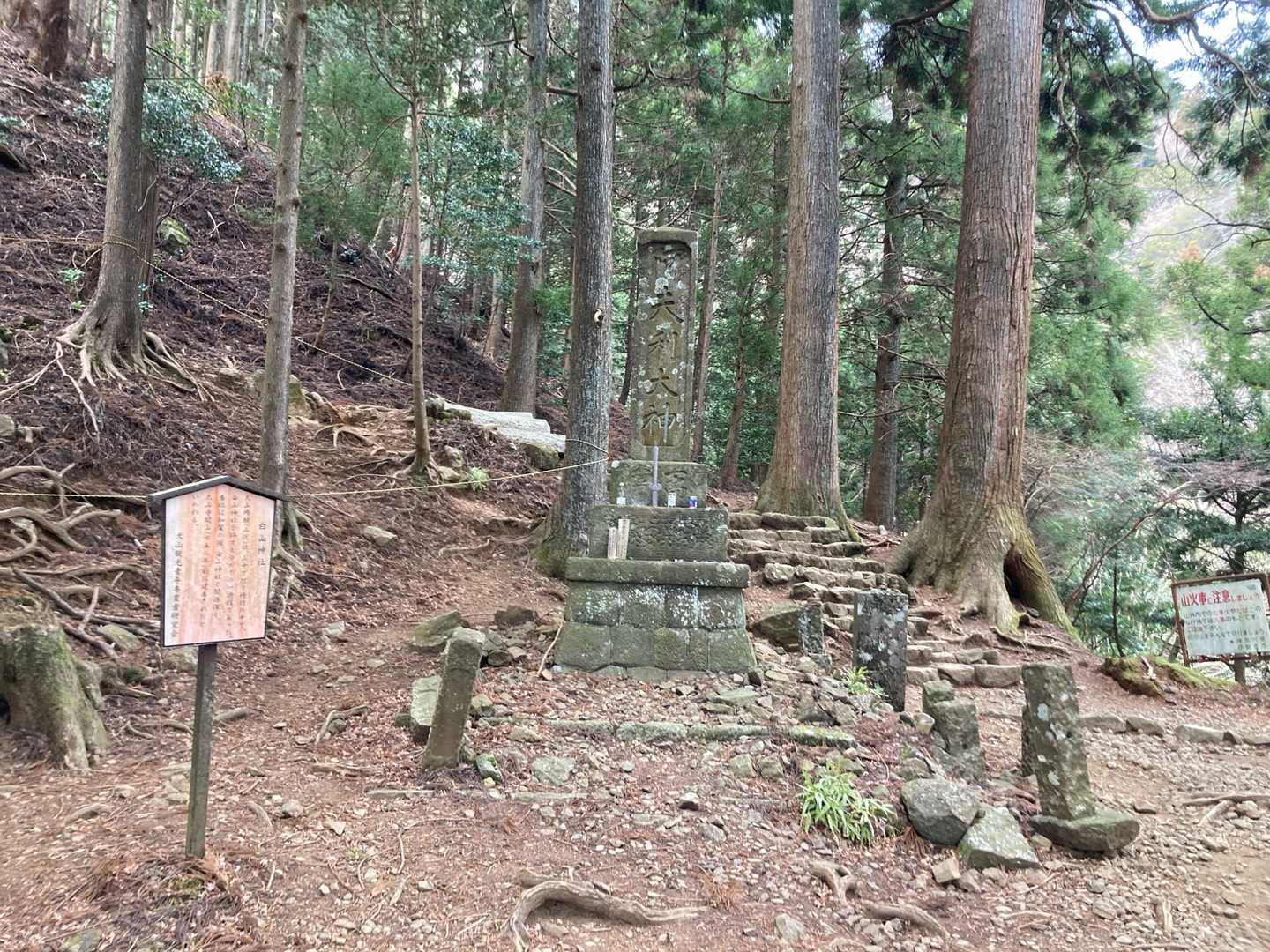 最初の急な階段を登った後の