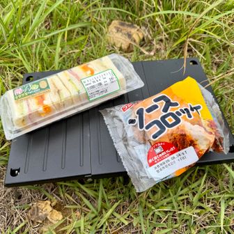 山頂に行く前にお昼ごはん。
また買っただけのパン。笑