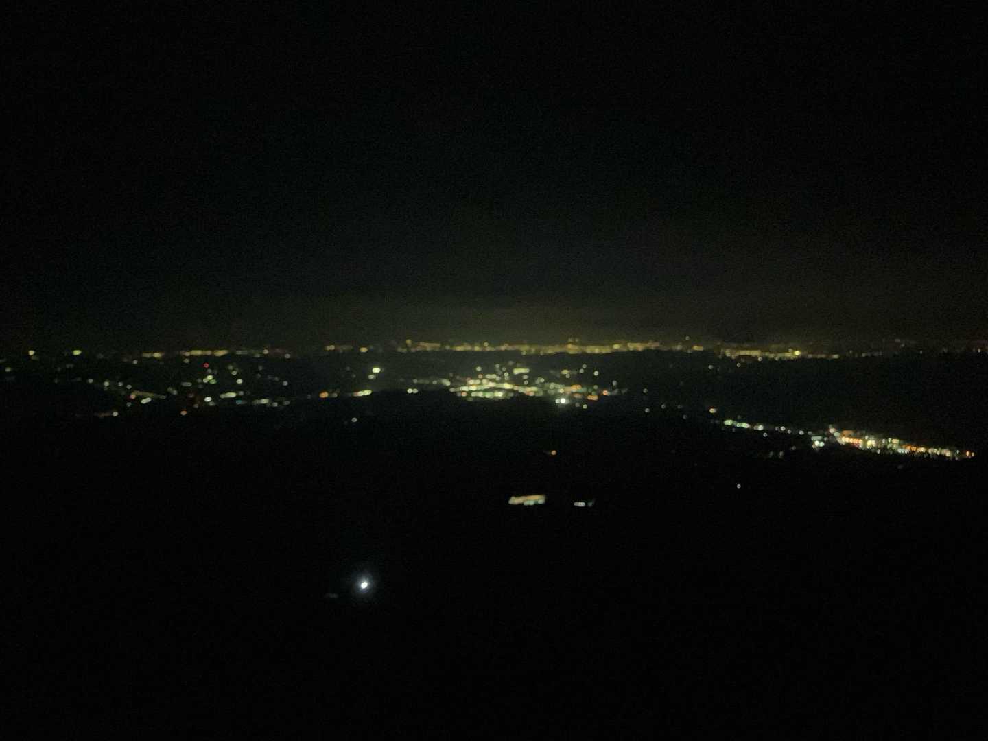 下山中に日没して日光市の夜景