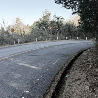 右側を歩きますが、この向こうから見て左カーブはコーナー攻めててホントこわいっす（ドライバーもびっくりしてました）