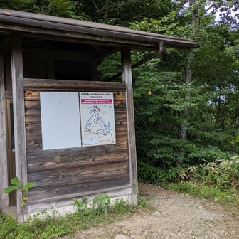 そうこうしている間に東屋トイレ横に・・なかなか2000mを切らない長い長い登山道、本当に飽きた。丹沢大倉よりよっぽどバカ尾根。大倉を元祖バカ尾根、こちらを新バカ尾根と決めました👍