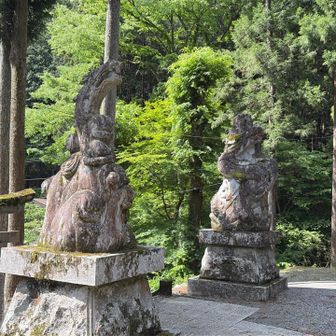 登山口にある養沢神社⛩️狛犬ではなく狛龍🐉でした