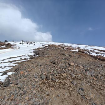 山頂付近は雪が溶けてたよ。