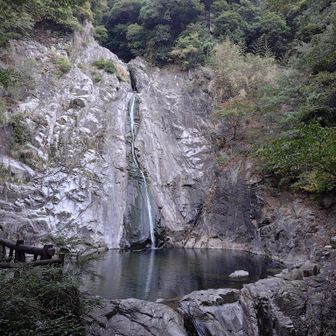 雨が降らないから滝が細くなってしまった
