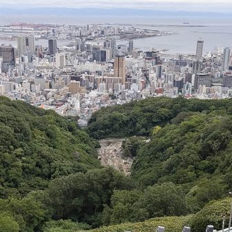 市章山からの神戸港町