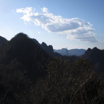 御岳から丁須ノ頭(左)をふり返る。途中、旧国民宿舎への分岐(籠沢のコル)付近で下部から賑やかな話し声が聞こえてきて、これがこの日唯一の人の気配でした。