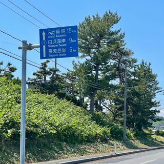 蕪島15kmの標識に、
行っちゃう？このまま行っちゃう？
と、心が騒ぐ🤪