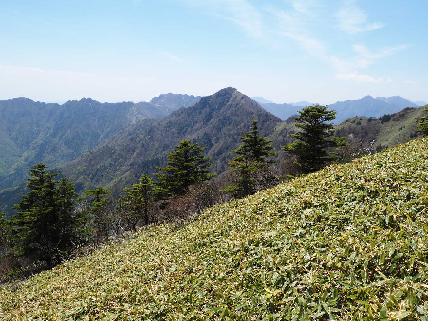 西隣の寒風山との稜線も見えて来ました。
