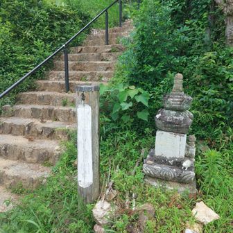 階段脇にさりげなく宝篋印塔🙏