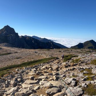 右のお山は三沢岳。行くには遠すぎる。