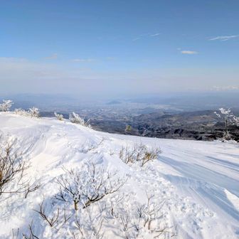 山頂から望む福島市街　
中央に🏔️信夫山　
