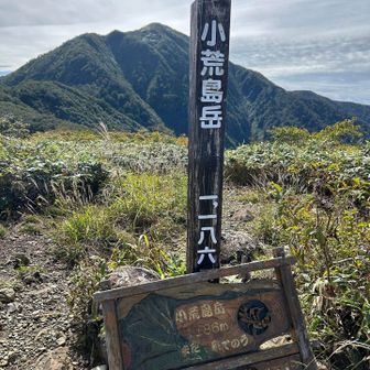 山頂標識と奥に荒島岳
ここめっちゃ気持ちいい✨
小休憩