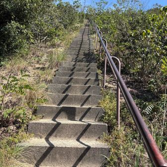 この階段を登るのか…と思ったら、下ってきた地元の方が、上に出れば風が吹いているよ、と教えてくれました。ついでに、この階段は7回続くよ、とも。