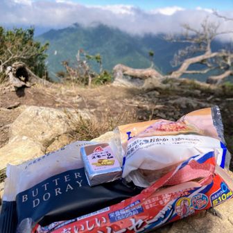 山頂の木陰で絶景を眺めながら🍙
眠くならないよう調整します。