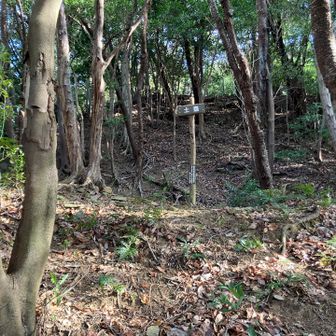 いきなり「土塁」の看板！山頂の看板読んだら納得