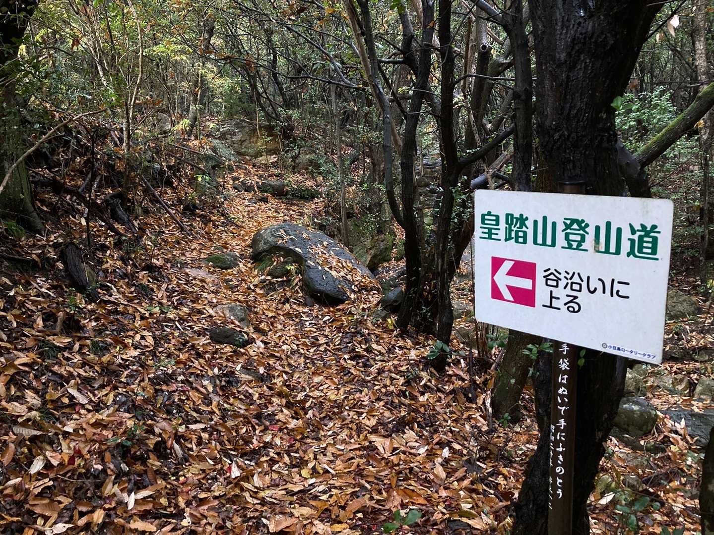皇踏山登山道案内板
途中まで要所要所にあり。
迷うことはありません。😊