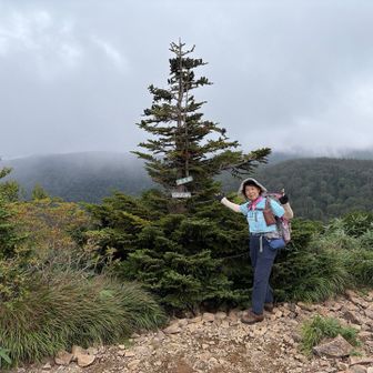源太森山頂標識指差し確認