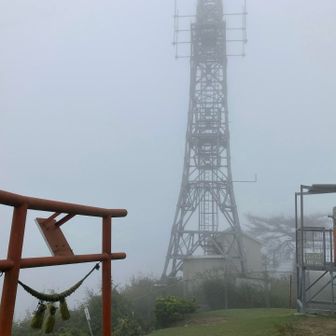 鉄塔も霞んでます。
気温20度、風が冷たく、寒いくらい😨麓が暑かったのでビックリ。汗冷えしそうなので着替える。