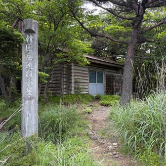 周回路を半分くらい歩くと韓国岳への分岐点に着きここには避難小屋があります🛖ここを右に折れ暫く歩くと急登が始まりますがここも木製の階段が作られており滑ることなく標高をあげていけます。有難いです🙏