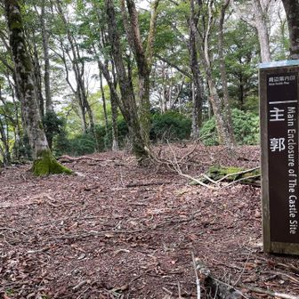 本栖城跡
南北に狭く細長い稜線の尾根を数箇所を切って竪堀を設け、自然の地形を利用して郭を築いた