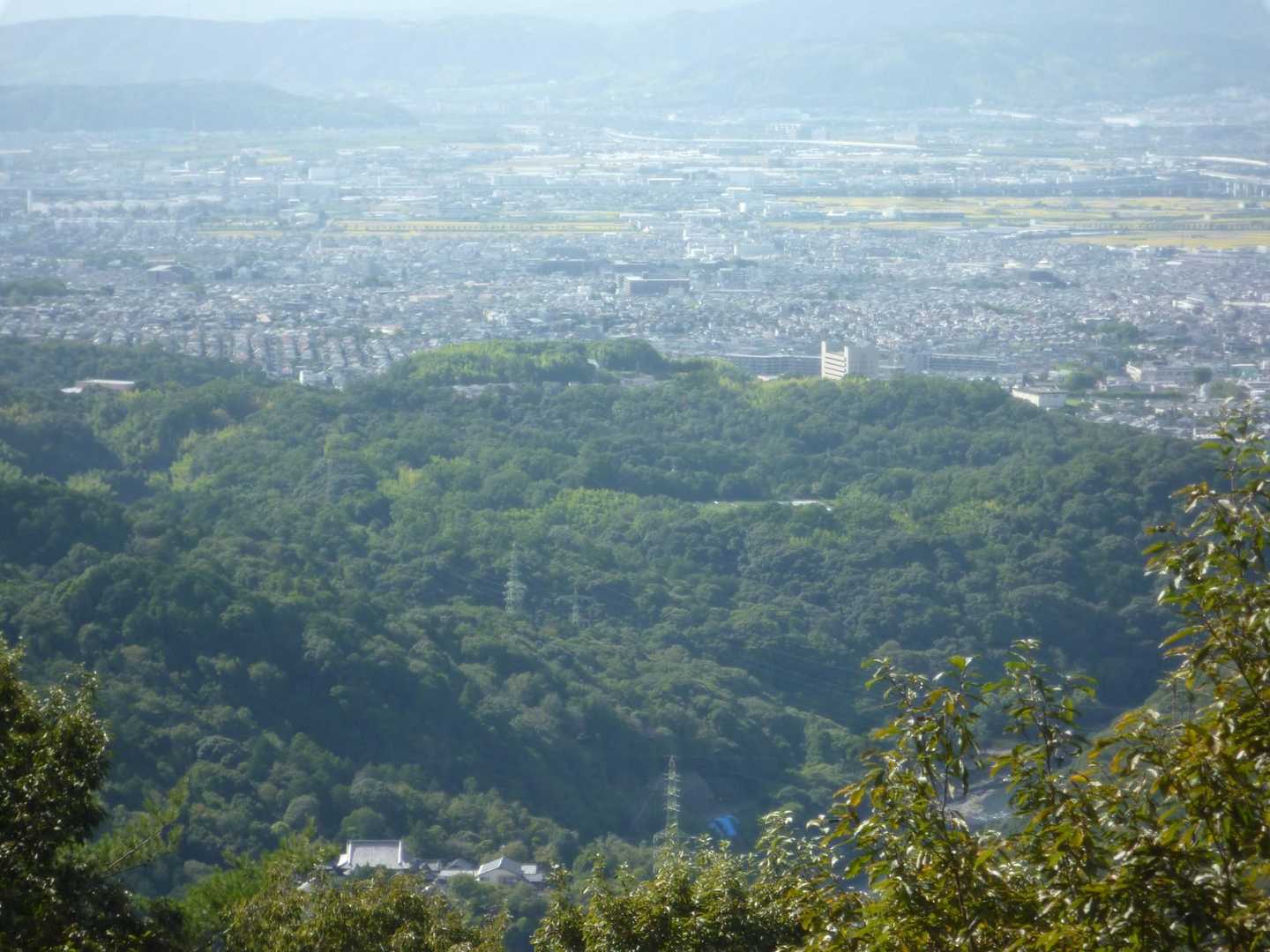 靖國寺（左下…知らんけど）と宇治市役所（右寄りの山の向こう）