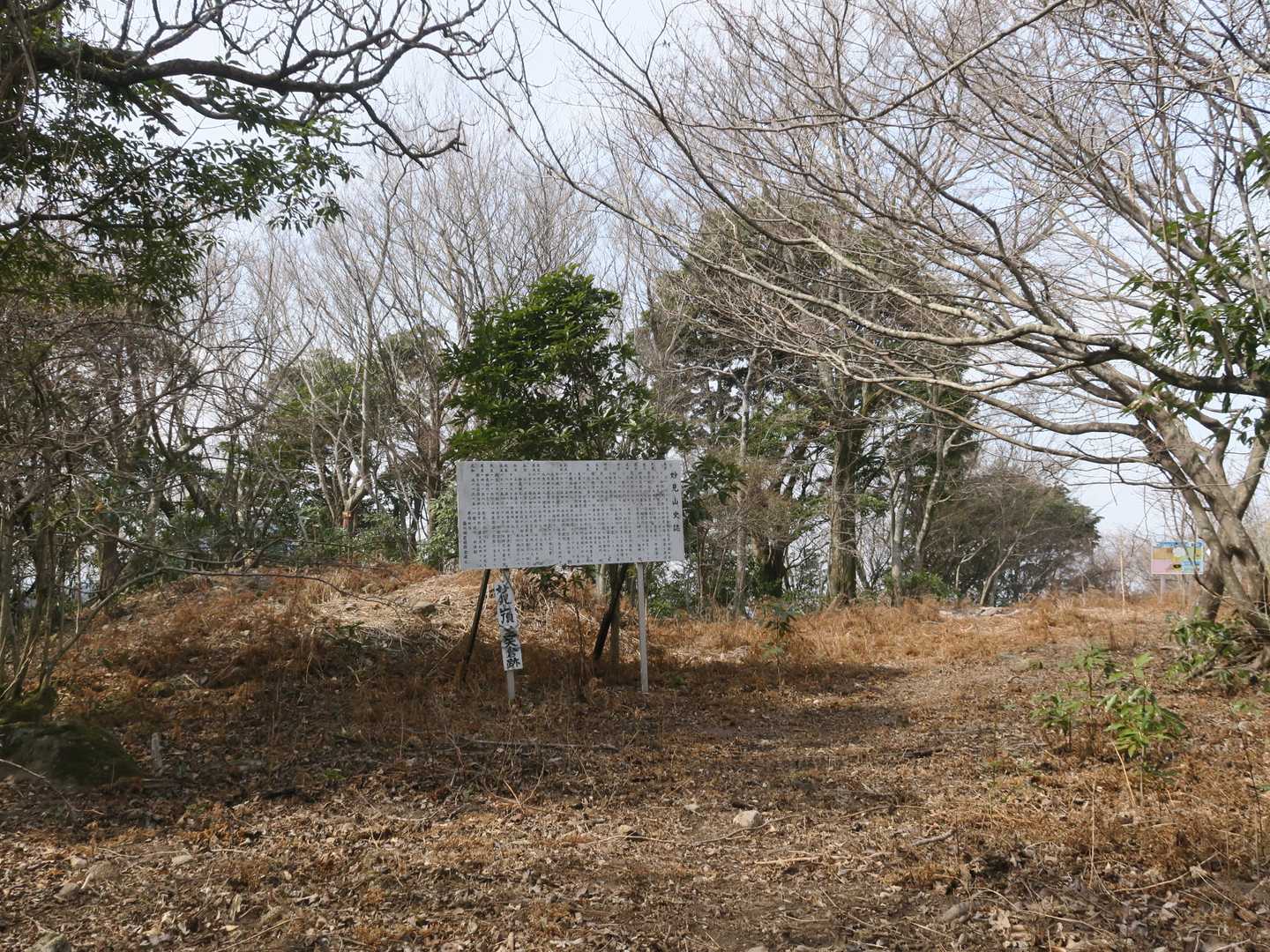 見覚えのある山頂。
標高＝444m。三角点はない。
「芝矢倉」のあったところ・・