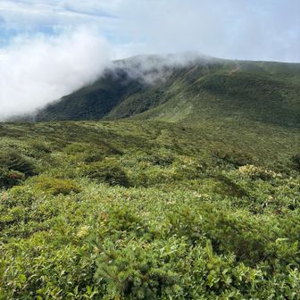 大分ガスが晴れて鉄山がチラリ✨