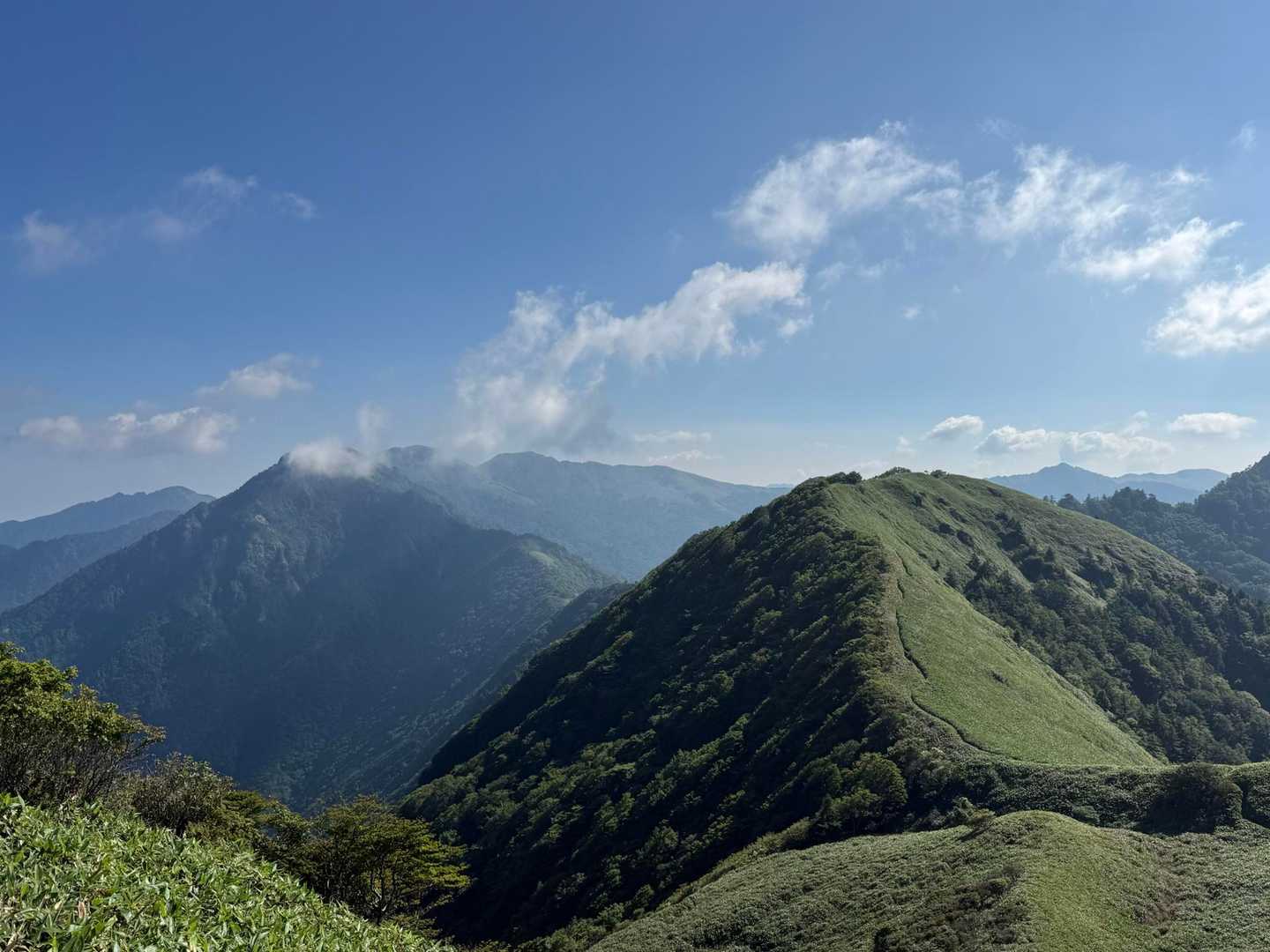 通ってきた稜線と左奥には寒風山⛰️
間には笹ヶ峰から平家平まで…綺麗だな〜