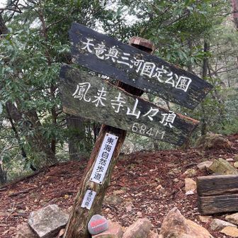 鳳来山山頂は残念ながら眺望なし😂
だいぶ傾いてる💦