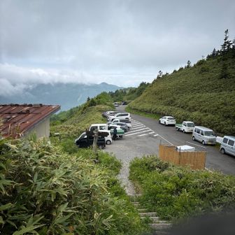 駐車場、今日は人気なんです♪
登り降りの林道の待避所にも車だらけ