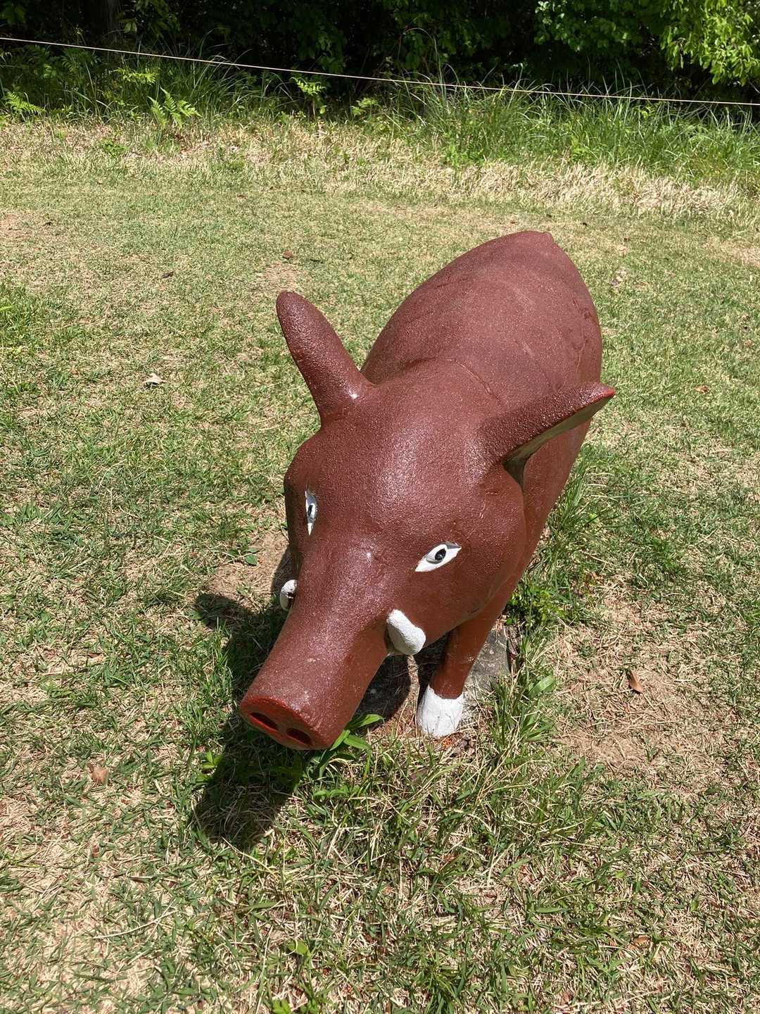 よく写真で見たイノシシくん。やっと会えました。案外キレイに塗装されてた。