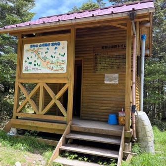 今まで見てきた山のトイレの中で一番上級者向けでした。
というのも虫が多すぎて…
虫が苦手な人は個室に入ることすらできないと思います。
トイレがある前提で登るのはおすすめしません。
