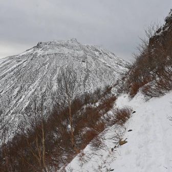 先行の方々トレースありがとうございました🙏雪もふもふなので、しっかり踏み込んで歩けば危険な感じは無し。