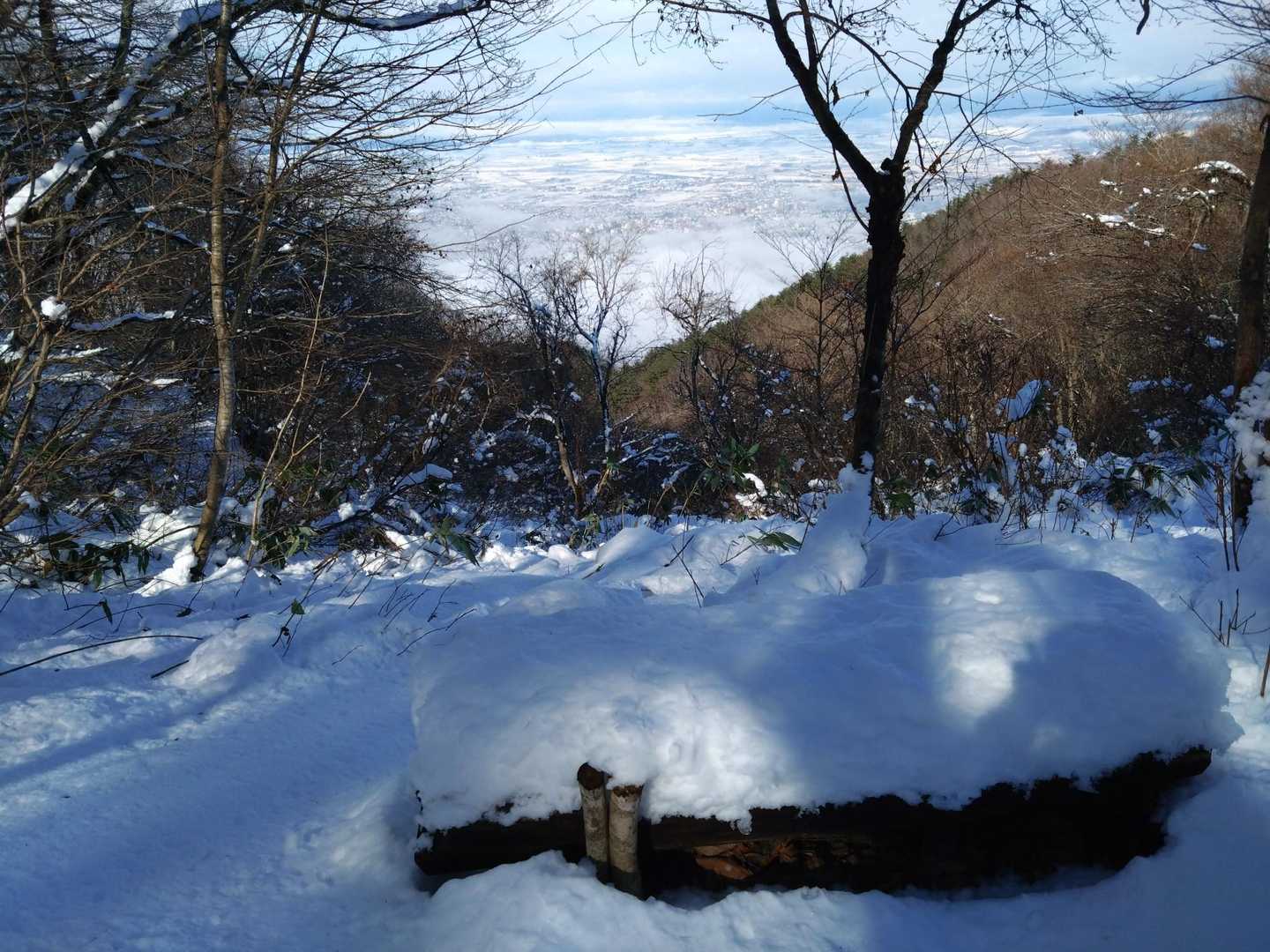 いつものベンチも雪❄20〜30cmくらい積もったようです☃