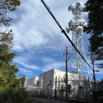 何度も沢を渡り、
きのこと戯れている内に
無線中継基地が見えてきました📡
山頂は、もうすぐ！