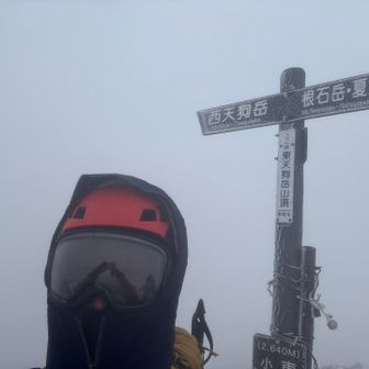 昨日通った東天狗岳
今日は、これで折り返し、何も見えない。
