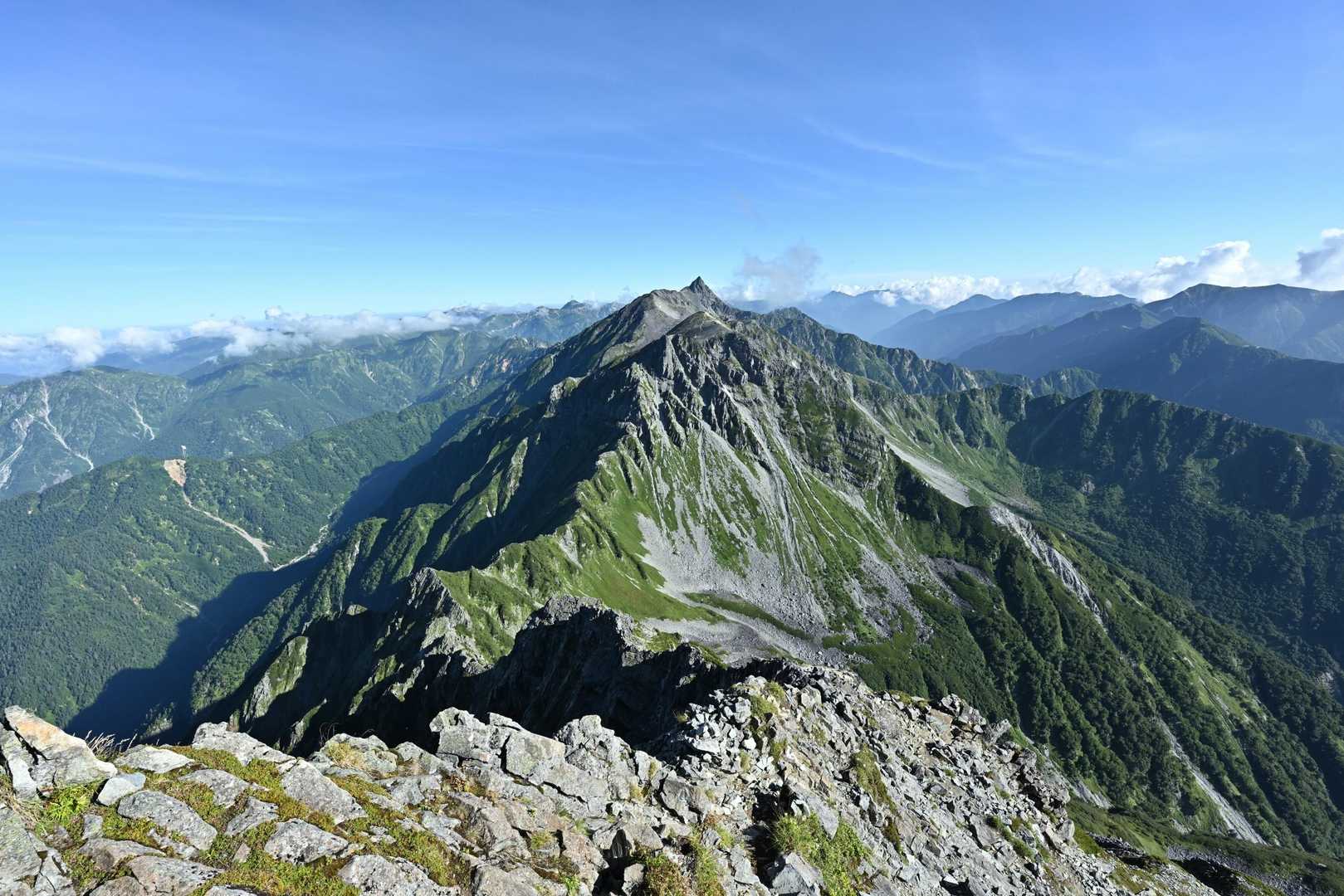 北穂高岳からの槍とキレット