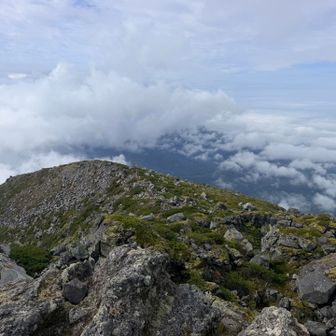 山頂付近はちょっとガスが取れて薄っすら日差しも✨