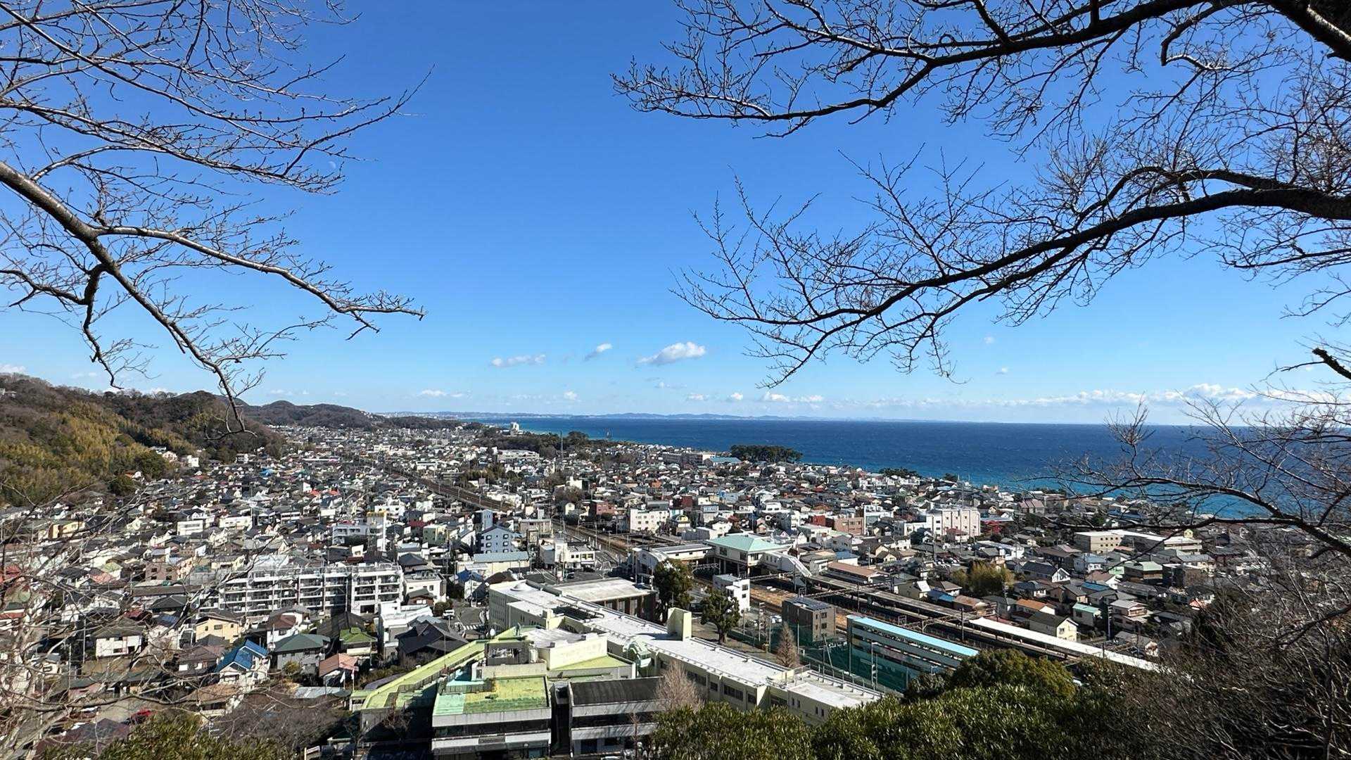 階段を登り標高を上げると、相模湾が見えてきます。