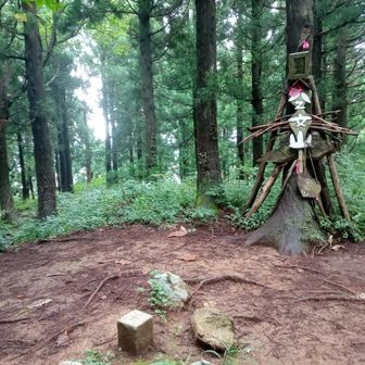 八乙女山山頂標識。眺望なく、一息ついたら、すぐに下山します。