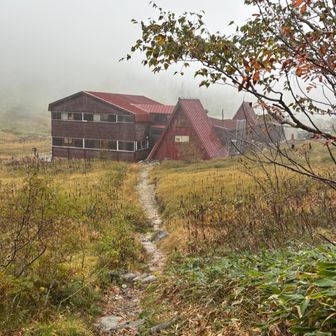 雨の中黒部五郎小屋に到着☔️