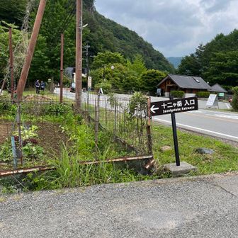 家も見えてホッとする。バス停とトイレが見えます。