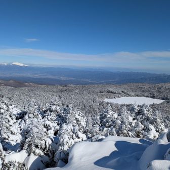 白駒池と左遠方に浅間山