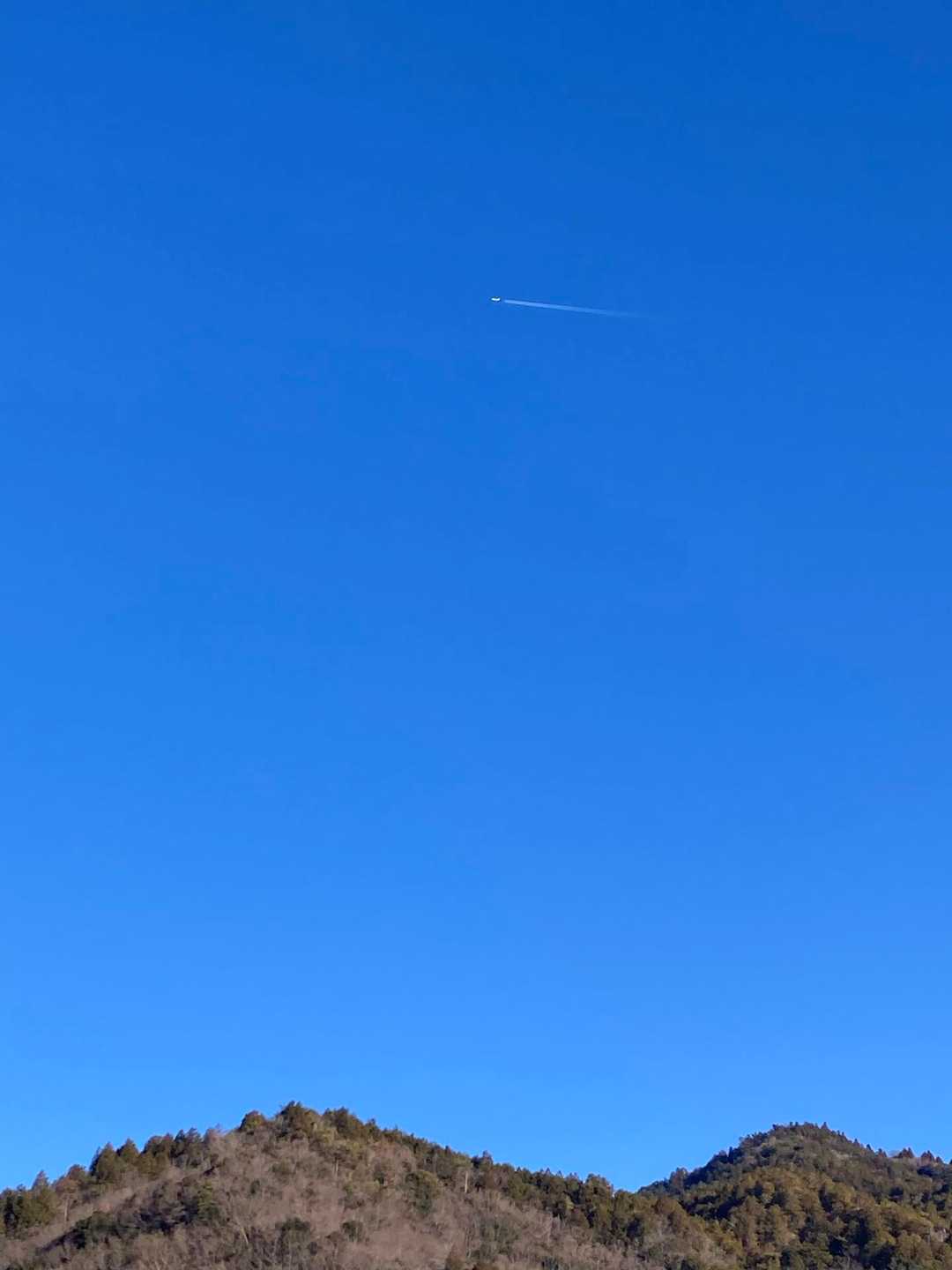 北の青空に飛行機✈️幸先良し👌