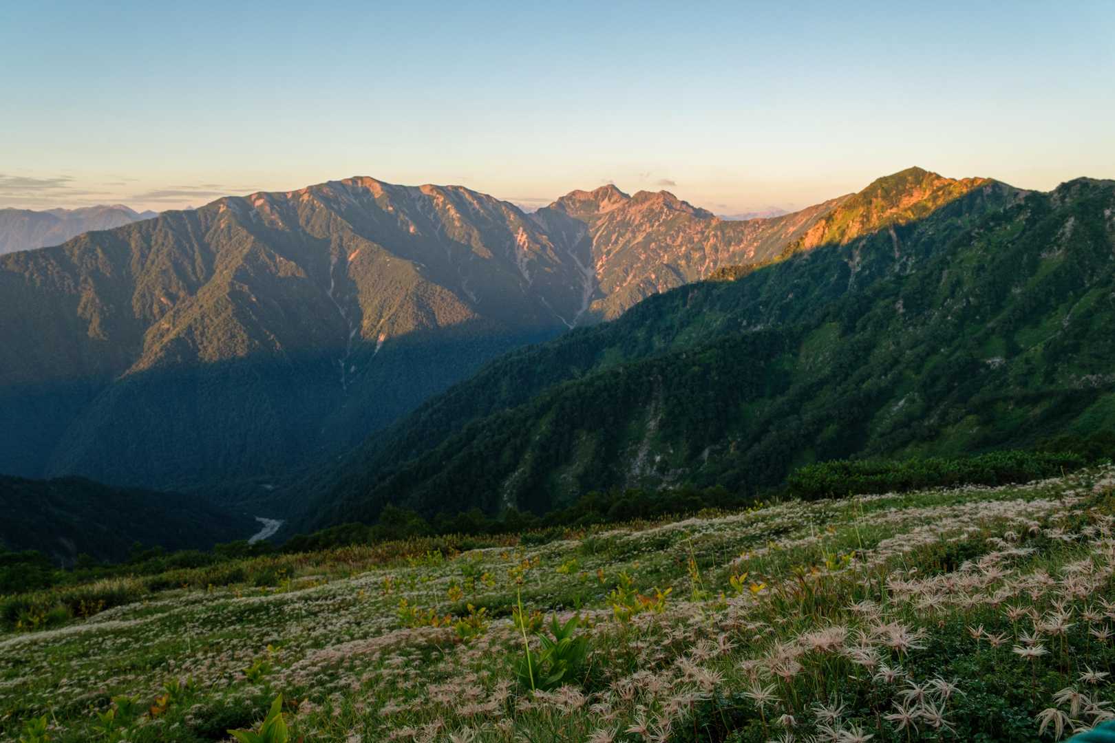 爺ヶ岳往復 | 柏原新道から稜線へ、剱岳と鹿島槍を一度に望む三峰の山の写真