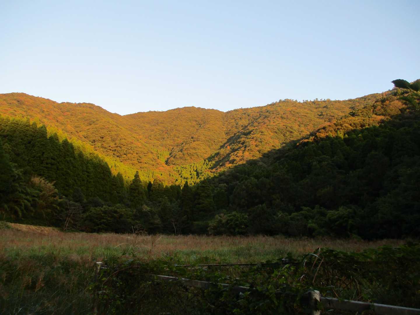左の頂?が目指す津島畑山