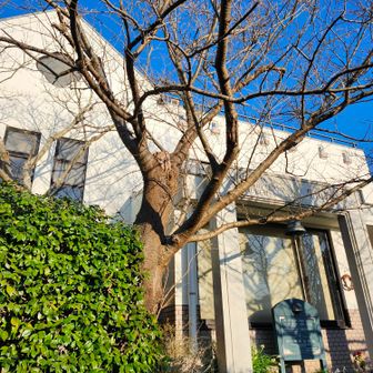 葉山教会、ここから急な坂を下って登山口です