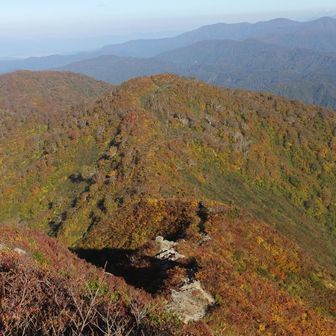 なかなか進まない剣ヶ峰ゾーン
岩岩キライじゃないんだけど
ここが終わると樹林帯
この景色とももうすぐお別れ
😢